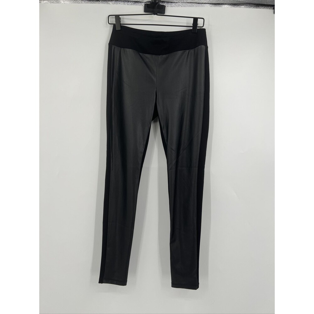 J. MCLAUGHLIN Women's Small Black Faux Leather Front Panel Stretch Leggings